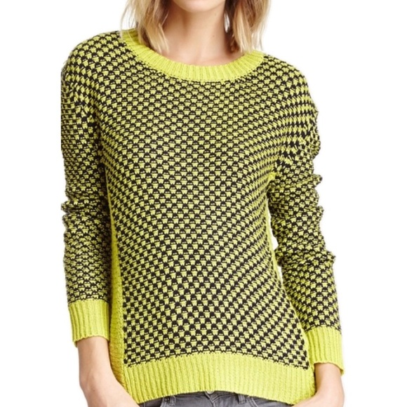 Rare Romeo & Juliet Couture Contrast Trim Textured Knit Sweater Sz M Blue Cream - Picture 5 of 10